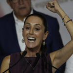 The presidential candidate of the ruling party MORENA, Claudia Sheinbaum, addresses her supporters after winning the election, in Mexico City, Mexico, on June 3, 2024 © Fernando Llanos / Ap Photo